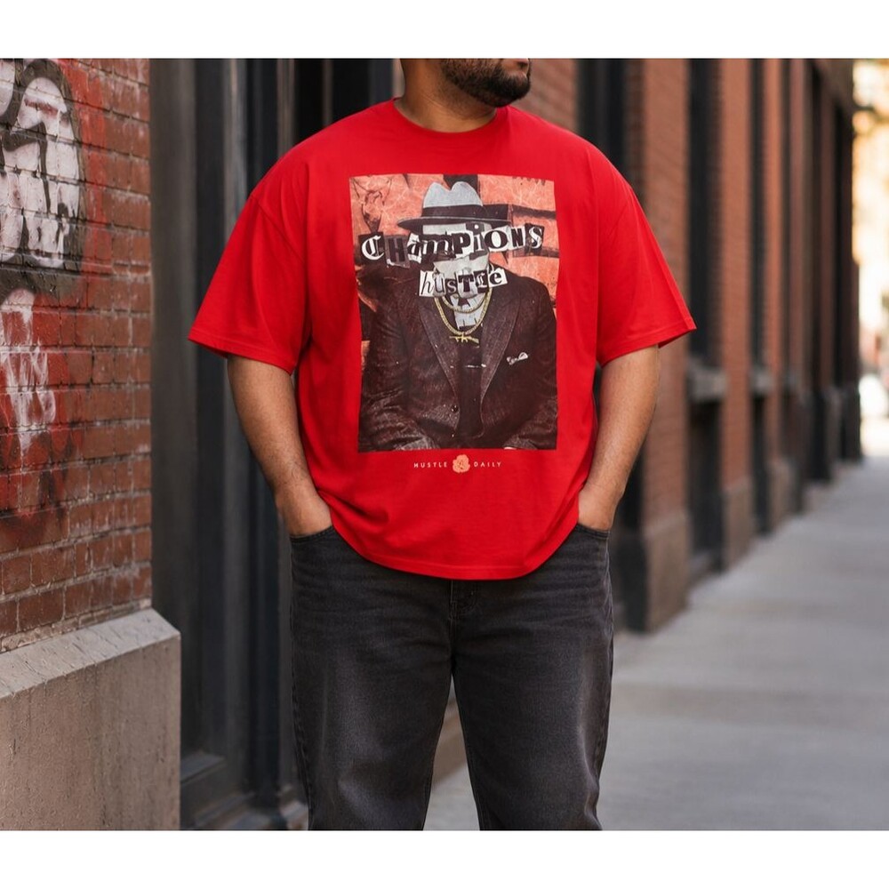 Muerte Hustle Daily Champions Graphic T-Shirt 3XL Red Hip Hop Streetwear Mens